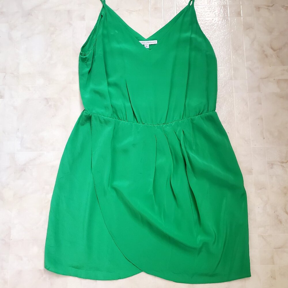Amanda Uprichard grass green silk faux-wrap dress